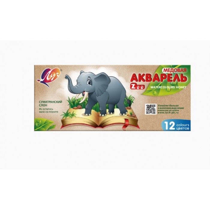Краски 12цв. акварель "ZOO" Луч картон, без кисти