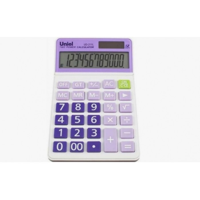 Калькулятор UNIEL настольный средн. UD-211L лиловый, 12 разр., 173х110х16, подьемный дисплей