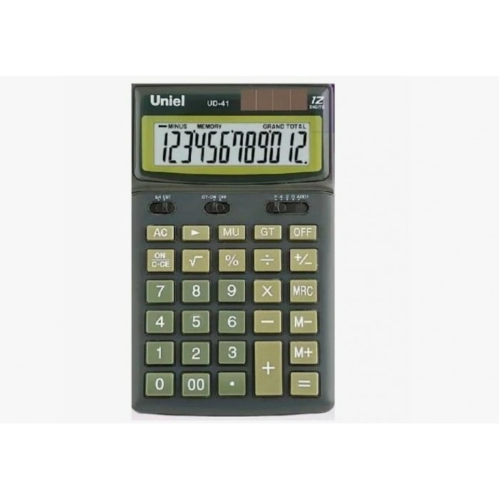 Калькулятор UNIEL настольный средн. UD-41GM зеленый, 12 разр, 173х106х26