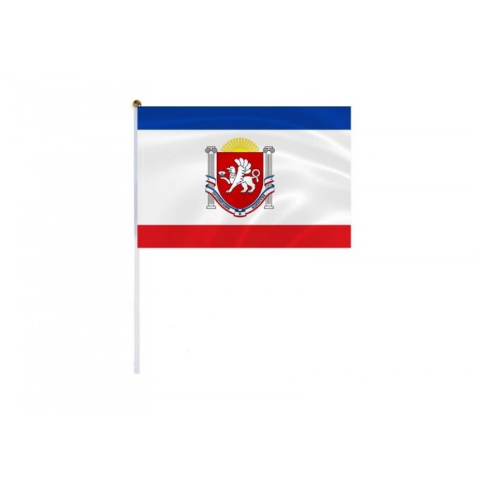 Флаг КРЫМ с гербом ,150*220мм с флагштоком