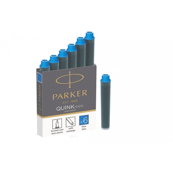 Ампула PARKER Quink Mini Cartridges Washable Z17, 6шт синий
